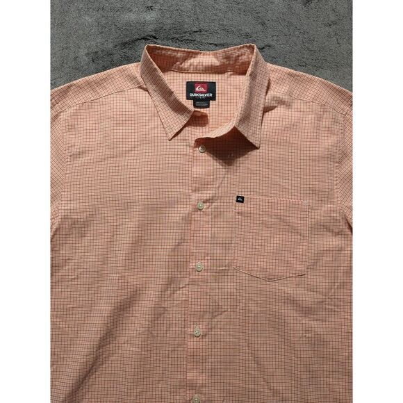 Quiksilver Short Sleeve Button Up Shirt Men's Size Large Orange - Picture 2 of 13